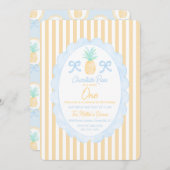 ガールズサマー名門私立校風のパイナップルファースト誕生日 招待状 (正面/裏面)
