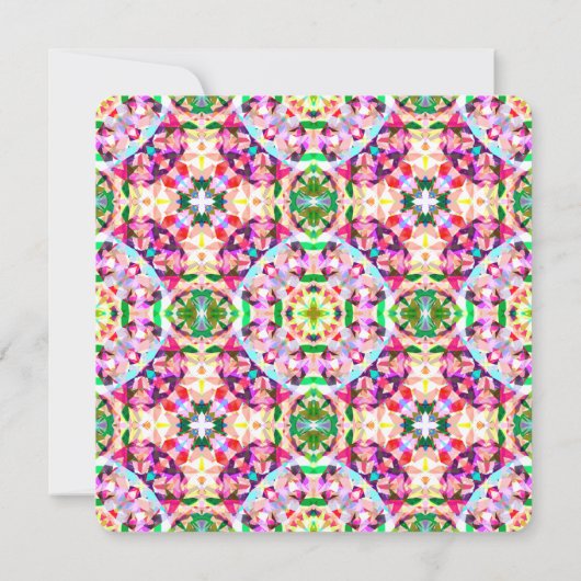 ガールズサマー鮮やかグリーンブライトピンク誕生日 招待状 (裏面)