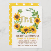 ガールズサンフラワーリース5th誕生日招待状 招待状 (正面/裏面)