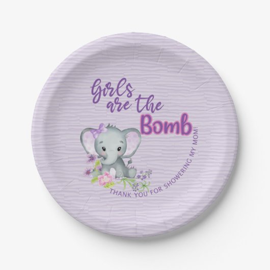 ガールズザボムパープルゾウ紙プレート ペーパープレート (正面)