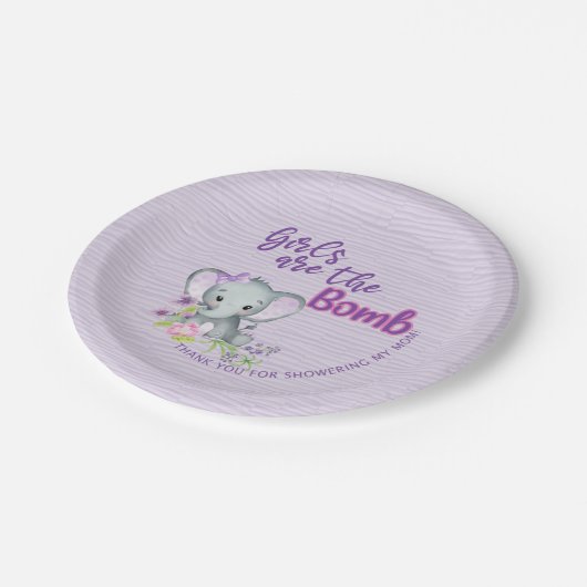ガールズザボムパープルゾウ紙プレート ペーパープレート (アングル)
