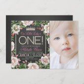 ガールズシャルボードファーストバースデーパーティ招待状 招待状 (正面/裏面)