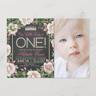 ガールズシャルボードファーストバースデーパーティ招待状 招待状