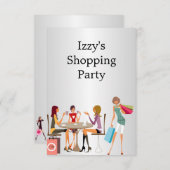 ガールズショッピングパーティーイベントシルバーホワイト 招待状 (正面/裏面)