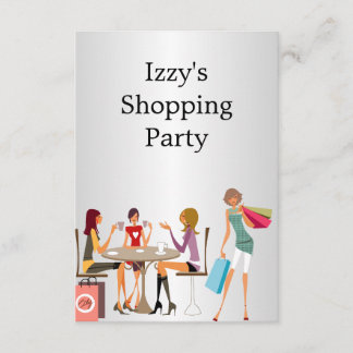 ガールズショッピングパーティーイベントシルバーホワイト 招待状