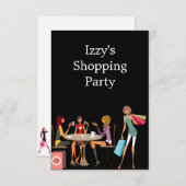 ガールズショッピングパーティーイベントブラック 招待状 (正面/裏面)