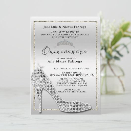 ガールズシルバースティレットキンセアニラ誕生日パーティー 招待状 (スタンド正面)