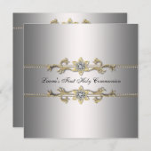 ガールズシルバーファーストホーリーコミュニオン 招待状 (正面/裏面)