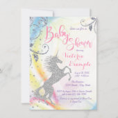 ガールズシルバーユニコーンベビーシャワー招待状 招待状 (正面)