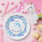 ガールズジムティクスウォーターカラーフローラ誕生日 ペーパープレート (パーティー)