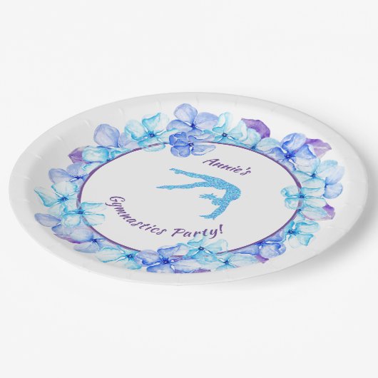 ガールズジムティクスウォーターカラーフローラ誕生日 ペーパープレート (アングル)