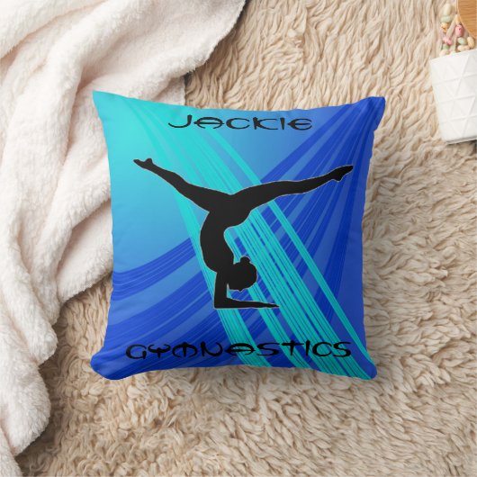 ガールズジムティクスブルー抽象芸術 クッション (ブランケット)