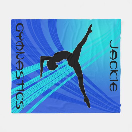 ガールズジムティクスブルー抽象芸術 フリースブランケット (正面(横))