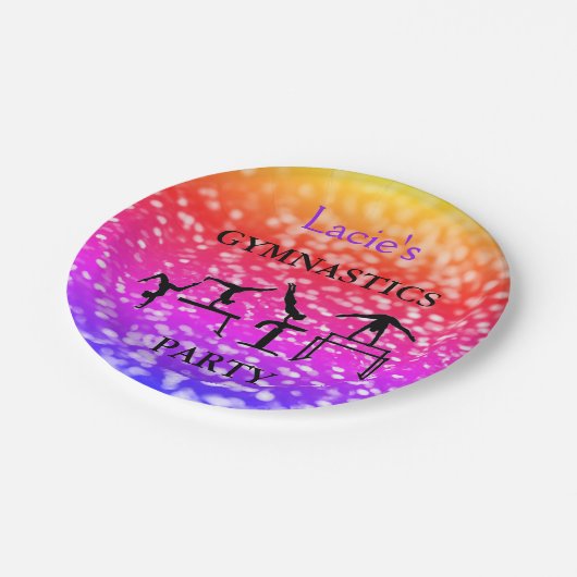 ガールズジムティクス誕生日スパークル名前をカスタムする ペーパープレート (アングル)