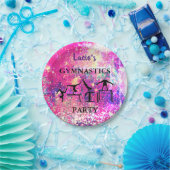 ガールズジムティクス誕生日スパークル名前をカスタムする ペーパープレート (パーティー)