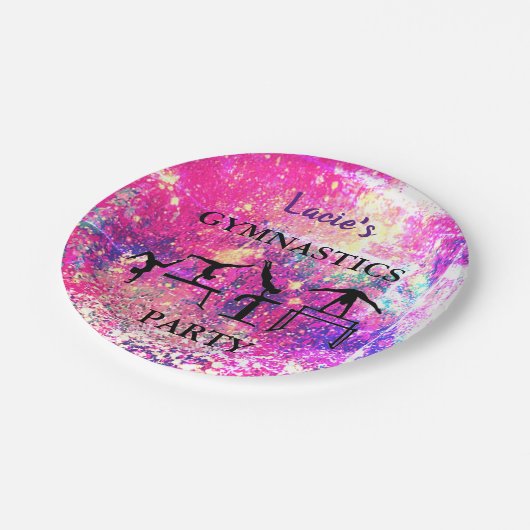 ガールズジムティクス誕生日スパークル名前をカスタムする ペーパープレート (アングル)