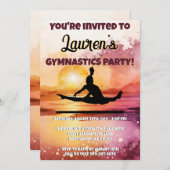 ガールズジムティックスサンセットビーチ誕生日 招待状 (正面/裏面)