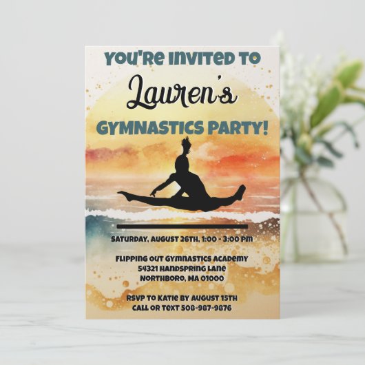 ガールズジムティックスサンセットビーチ誕生日 招待状 (スタンド正面)