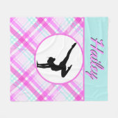 ガールズジムティックスパステルピンクスとティール(緑がかった色) フリースブランケット (正面(横))