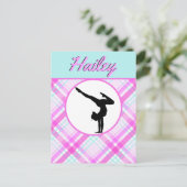 ガールズジムティックスパステルピンクスとティール（緑がかった色） ポストカード (スタンド正面)