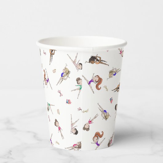 ガールズジムティックスホワイトバースデーパーティー紙カップ 紙コップ (右)