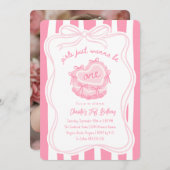 ガールズジャストワンケーキヴィンテージ誕生日 招待状 (正面/裏面)