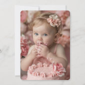 ガールズジャストワンケーキヴィンテージ誕生日 招待状 (裏面)