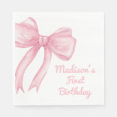 ガールズジャストワンズワンピンクボウコケット誕生日 スタンダードランチョンナプキン (正面)