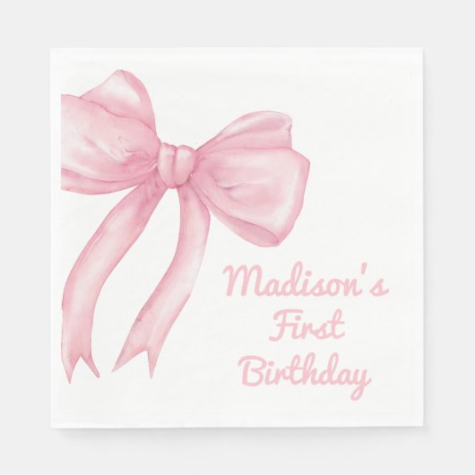 ガールズジャストワンズワンピンクボウコケット誕生日 スタンダードランチョンナプキン (正面)