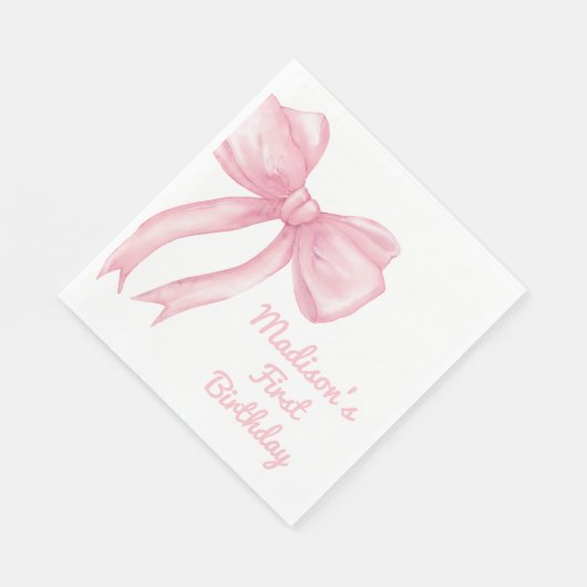 ガールズジャストワンズワンピンクボウコケット誕生日 スタンダードランチョンナプキン (角)
