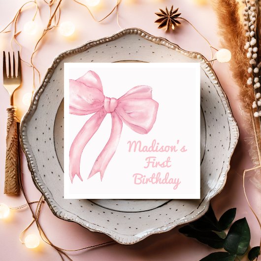ガールズジャストワンズワンピンクボウコケット誕生日 スタンダードランチョンナプキン