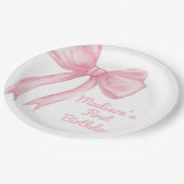 ガールズジャストワンズワンピンクボウコケット誕生日 ペーパープレート (アングル)