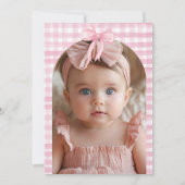 ガールズジャストワンズワンピンクボウコケット誕生日 招待状 (裏面)