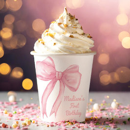 ガールズジャストワンズワンピンクボウコケット誕生日 紙コップ