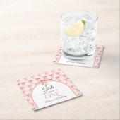 ガールズジャストワンピンクボウファースト誕生日 スクエアペーパーコースター (インサイチュ)