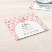 ガールズジャストワンピンクボウファースト誕生日 スクエアペーパーコースター (アングル)