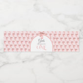 ガールズジャストワンピンクボウファースト誕生日 ペットボトルラベル (シングルラベル)