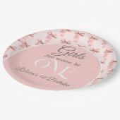 ガールズジャストワンピンクボウファースト誕生日 ペーパープレート (アングル)