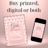 ガールズジャストワンピンクボウファースト誕生日 招待状