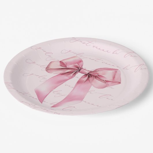 ガールズジャストワンピンクボウ誕生日 ペーパープレート (アングル)