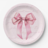 ガールズジャストワンピンクボウ誕生日 ペーパープレート (正面)