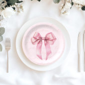 ガールズジャストワンピンクボウ誕生日 ペーパープレート