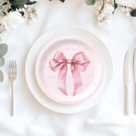 ガールズジャストワンピンクボウ誕生日 ペーパープレート