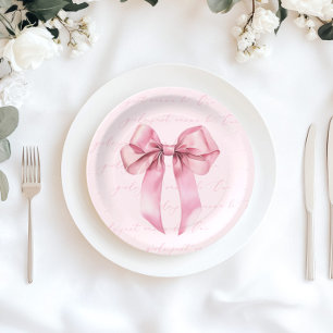 ガールズジャストワンピンクボウ誕生日 ペーパープレート