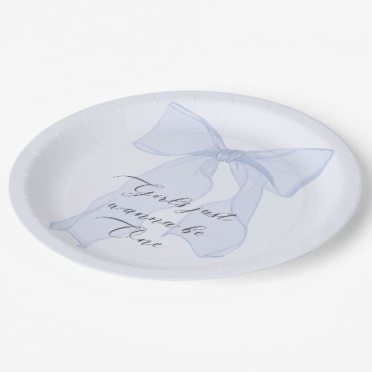 ガールズジャストワンブルーボウ紙プレート ペーパープレート (アングル)