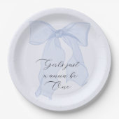 ガールズジャストワンブルーボウ紙プレート ペーパープレート (正面)