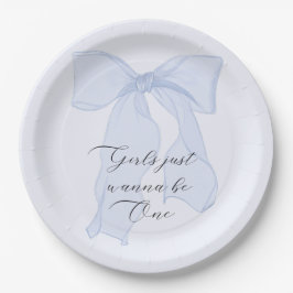 ガールズジャストワンブルーボウ紙プレート ペーパープレート