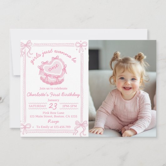 ガールズジャストワンワン誕生日招待状 サンキューカード (正面)