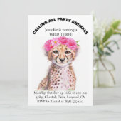 ガールズジャングルサファリアニマルズベビーチーター誕生日 招待状 (スタンド正面)