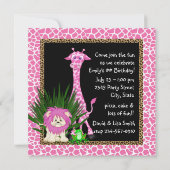 ガールズジャングルサファリバースデーパーティ招待状 招待状 (裏面)